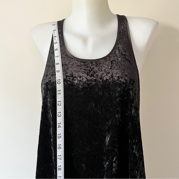 Free People Merries Crushed Velvet Tiered Dress Black Ruffle Racerback Tank Sz S - Picture 7 of 16